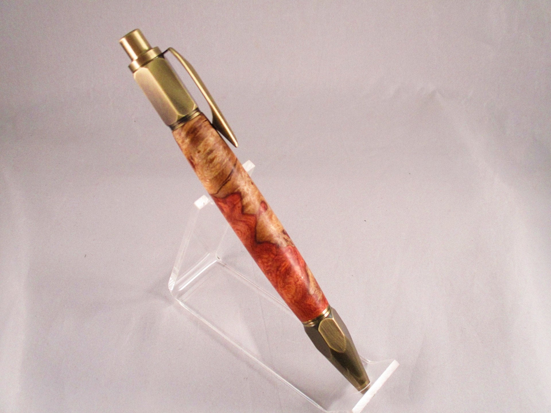 Motorcycle Pen, Handturned, Amboyna Burl, Chrome Gold Accents, Tire Tread, Bike Lovers, Natural Wood popular